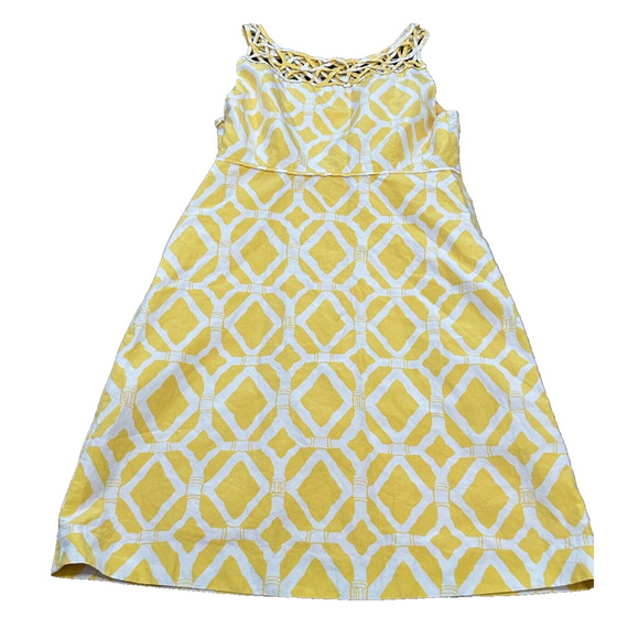 Lilly Pulitzer Women's Jacqueline Silk Shift Dress in Yellow Bamboo Print Size 0 - Picture 2 of 9